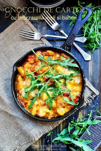Gnocchi de cartofi cu mozzarella Granarolo, rosii si bacon