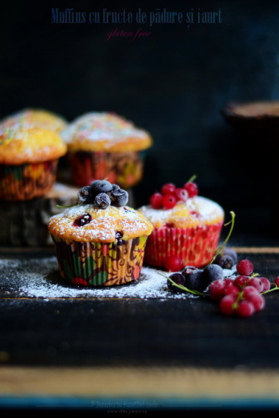 Muffins cu fructe de padure si iaurt – gluten free