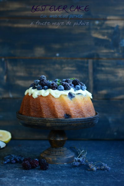 cake cu mascarpone și fructe negre de pădure