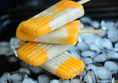 coconut chia mango popsicles