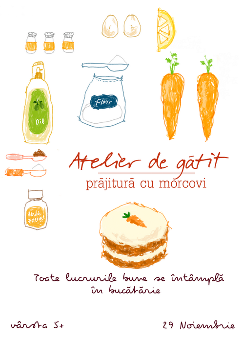 atelier de gatit pentru copii - carrot cake- prajitura cu morcovi- alex juncu- bucataria familiei mele