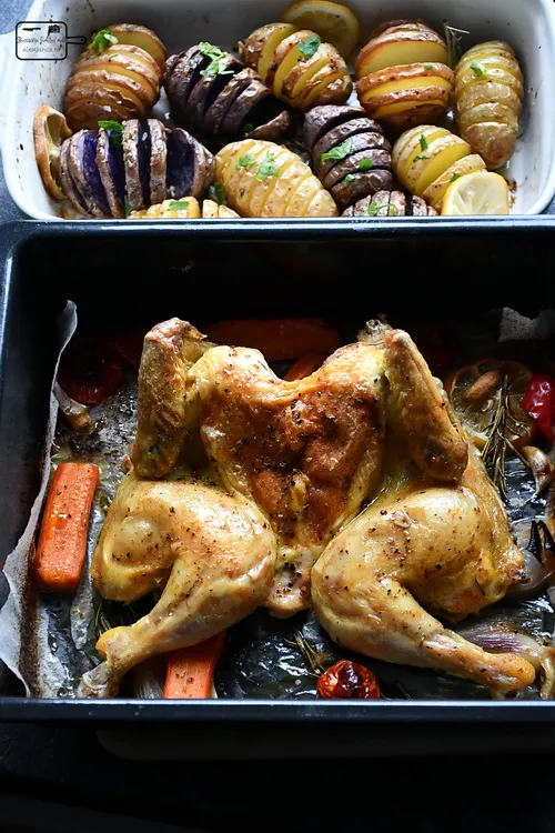 Cartofi hasselback cu pui la cuptor - Bucătăria familiei mele - www.alexjuncu.ro