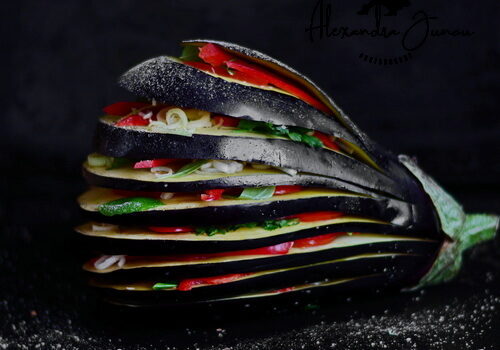 Evantai de vinete la cuptor