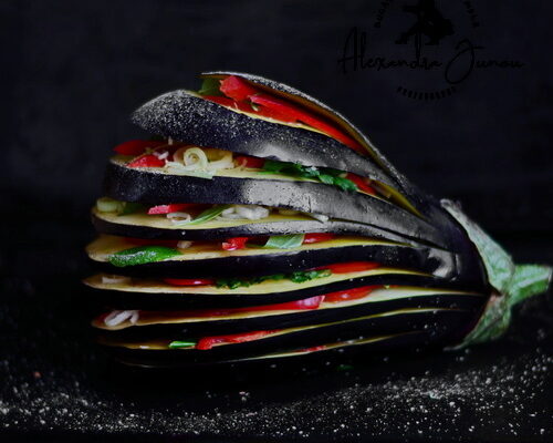 Evantai de vinete la cuptor