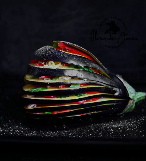 Evantai de vinete la cuptor